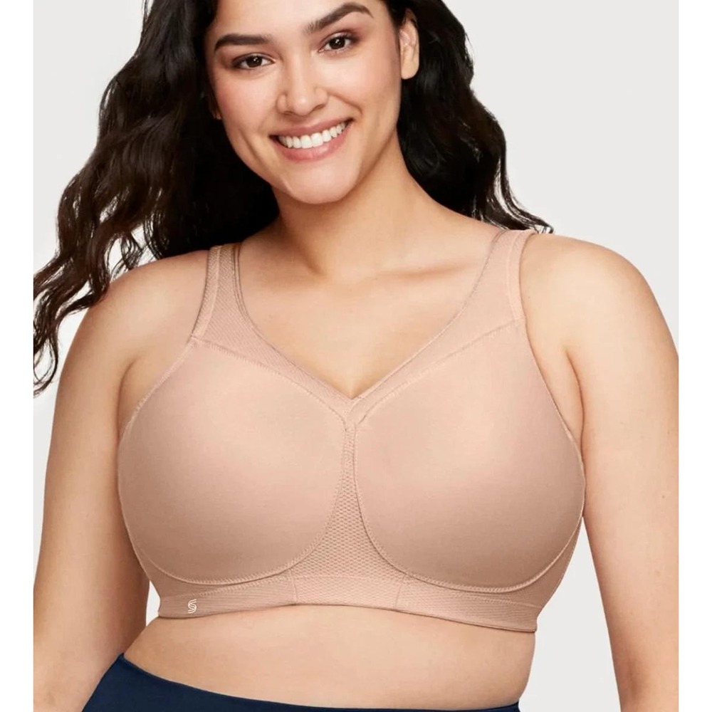 Glamorise Sport‎ 44G Versatile Medium Support Wire Free Sports Bra 1106 Cafe
